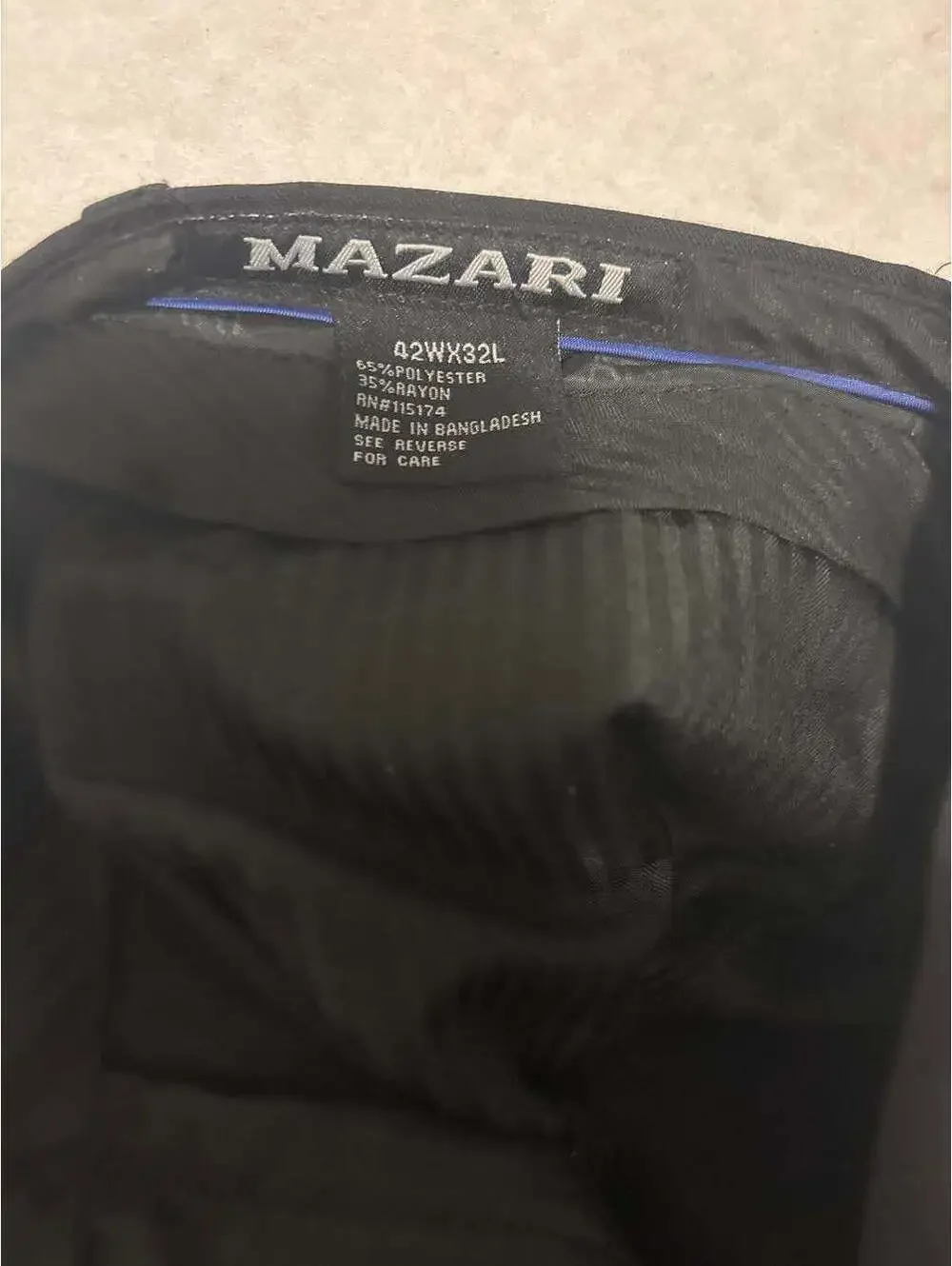 Mazari Men's Black Dress Pants Size 42W 32L Polyester Rayon Blend